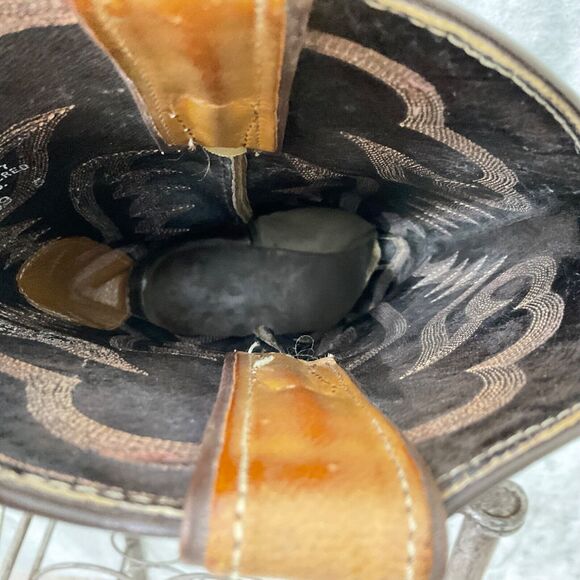 Vintage Justin Ostrich Cowboy Boots Mens 10.5 D Two tone tan full quill * - Picture 9 of 16